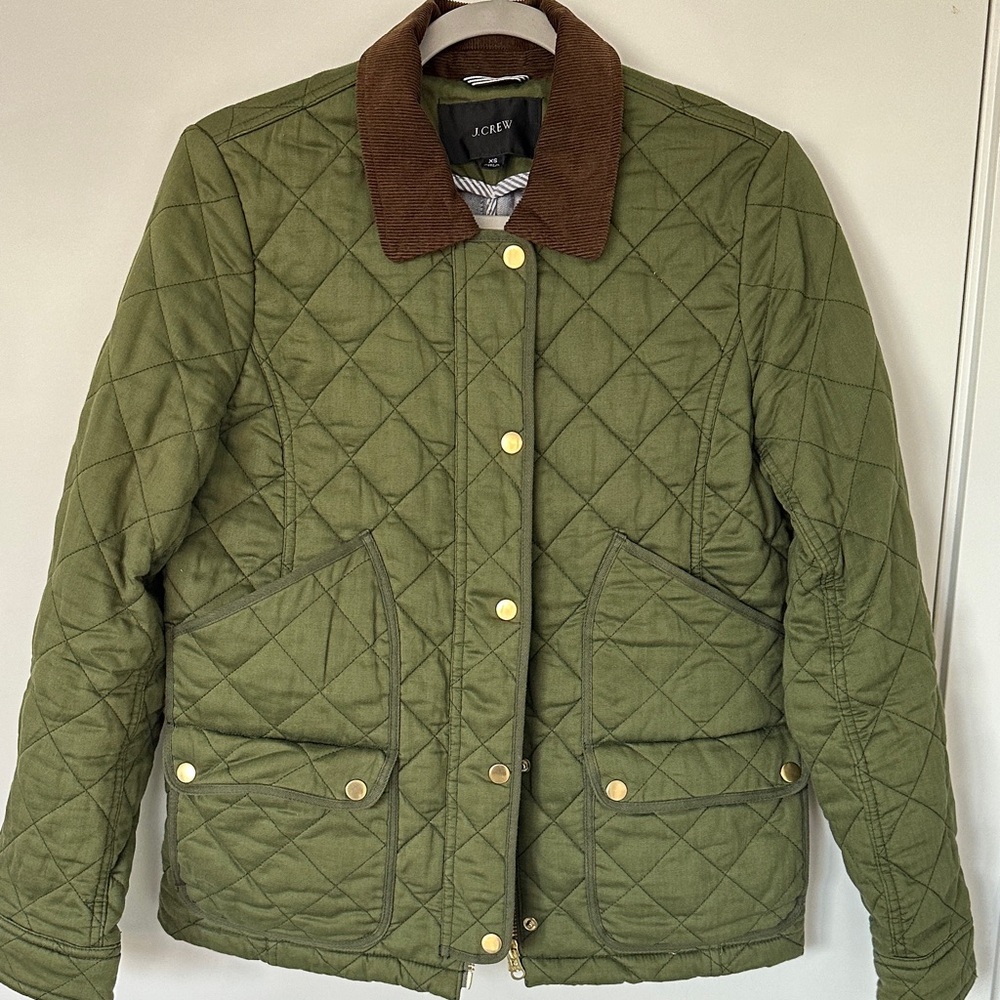 J. Crew Women's Green Quilted Utility Jacket